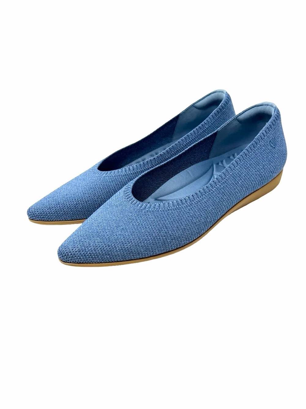 Vivaia Aria Pointed Toe Ballet Flats Size EU 39.5 Denim Blue Comfort Minamalist